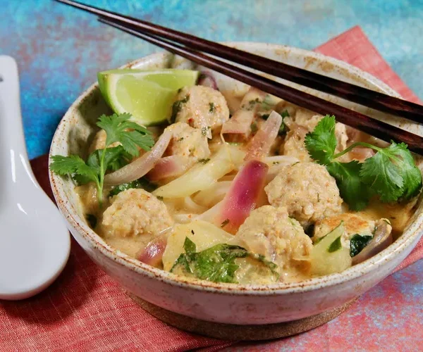 Thai Chicken Meatball Noodle Soup